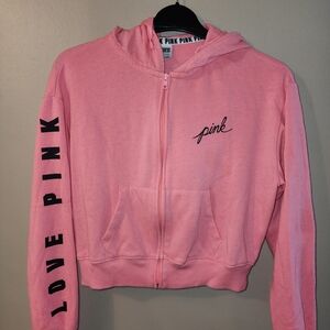 PINK Victoria's Secret Coral Hoodie zipper jacket sz small